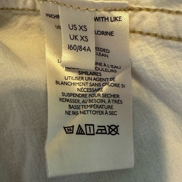 Free People Oversized Shirt Jacket Cream with Tan Exposed Stitching Raw Seams XS - Picture 3 of 9